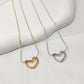 Hollow Heart Necklace [304 Stainless Steel,18K Gold Plated]