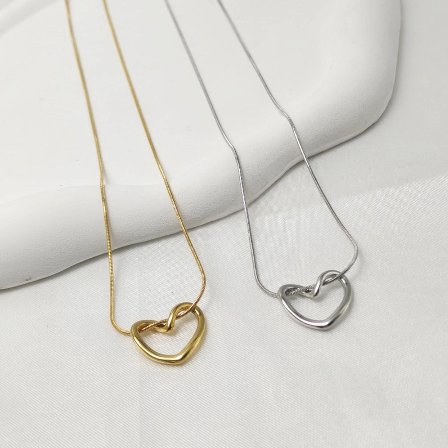 Hollow Heart Necklace [304 Stainless Steel,18K Gold Plated]