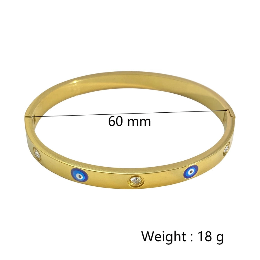 Pulsera de brazalete de circón del ojo del diablo [304 acero inoxidable de oro de 18k chapado]