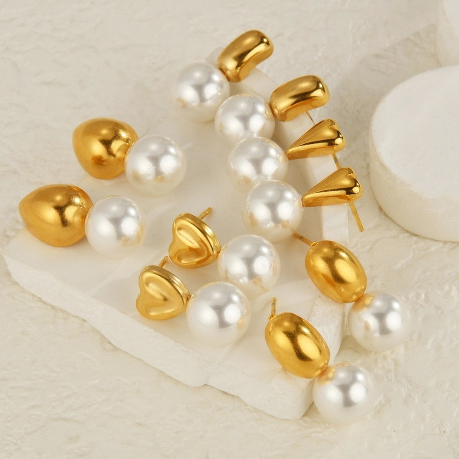 Pearl Gold Earrings [304 Stainless Steel]