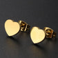 Flat Heart Stud Earrings [304 Stainless Steel, 18K Gold Plated]