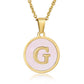 Round Letter Necklace [304 Stainless Steel,18K Gold Plated]