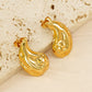 Heart/ Water Droplets Earrings [304 Stainless Steel,18K Gold Plated]