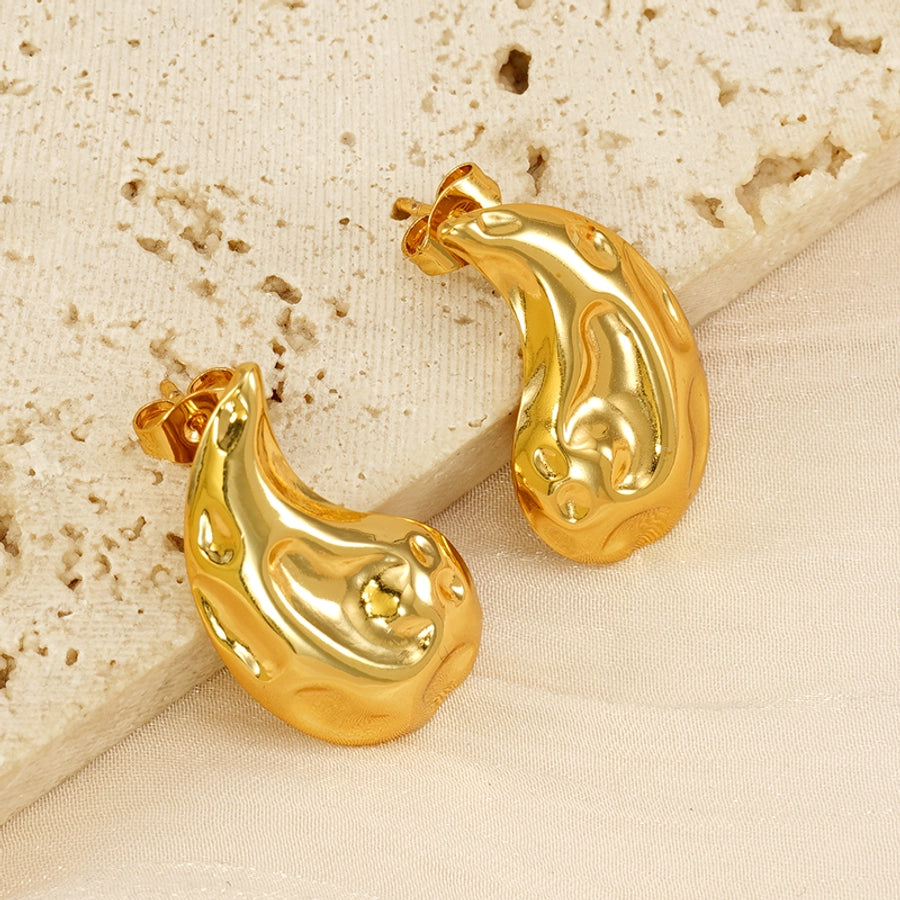 Heart/ Water Droplets Earrings [304 Stainless Steel,18K Gold Plated]