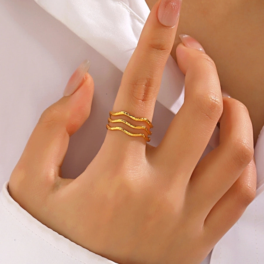 Irregular Lines Ring [304 Stainless Steel 18K Gold Plated]