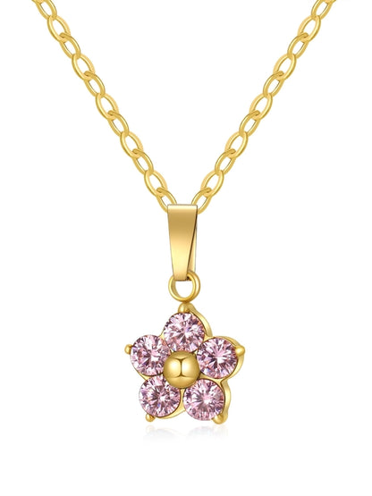 Collana a pendente con zircone di fiori [acciaio inossidabile 304]