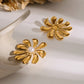 Flower Pearl Earrings [304 Stainless Steel,18K Gold Plated]