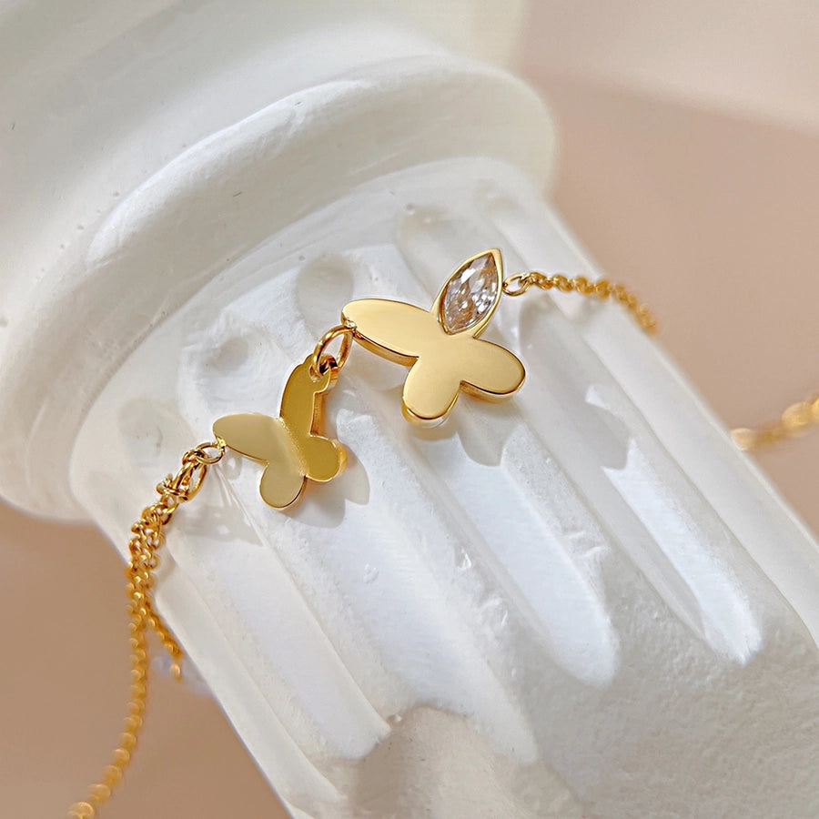 Butterfly Zircon Anklet [Stainless Steel]