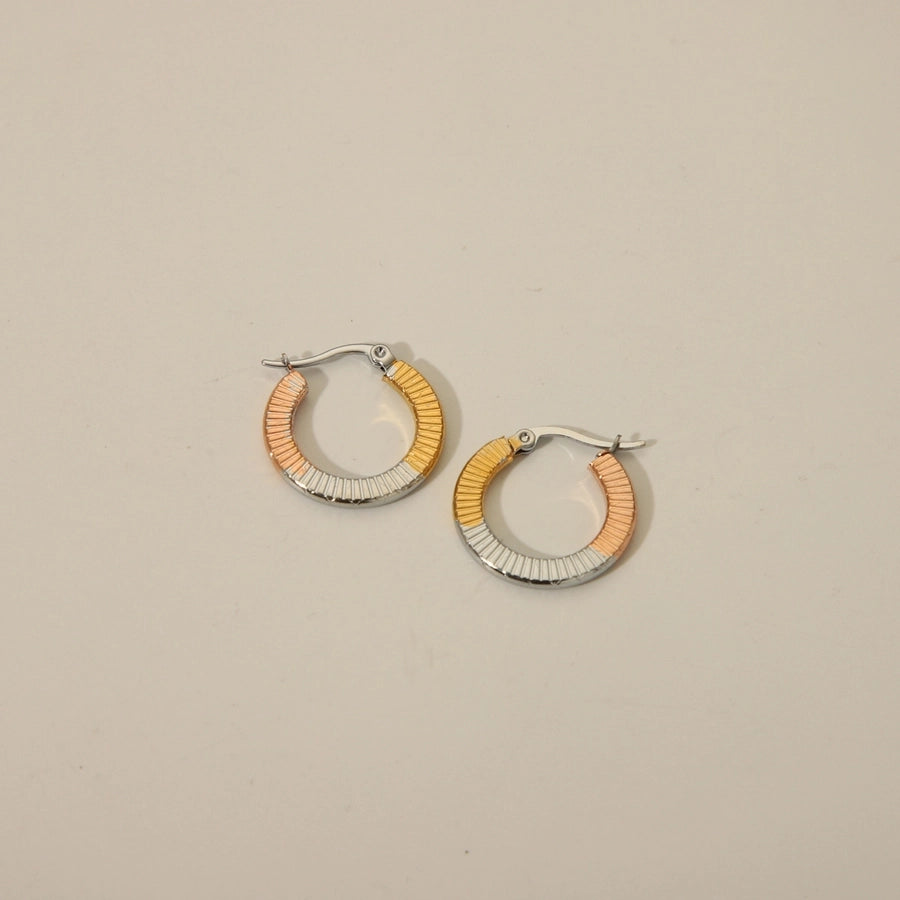 Boucles d'oreilles de trois couleurs [acier inoxydable, 18 carats en or]