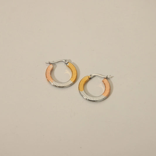 Pendientes de tres colores [acero inoxidable, 18k dorado chapado]