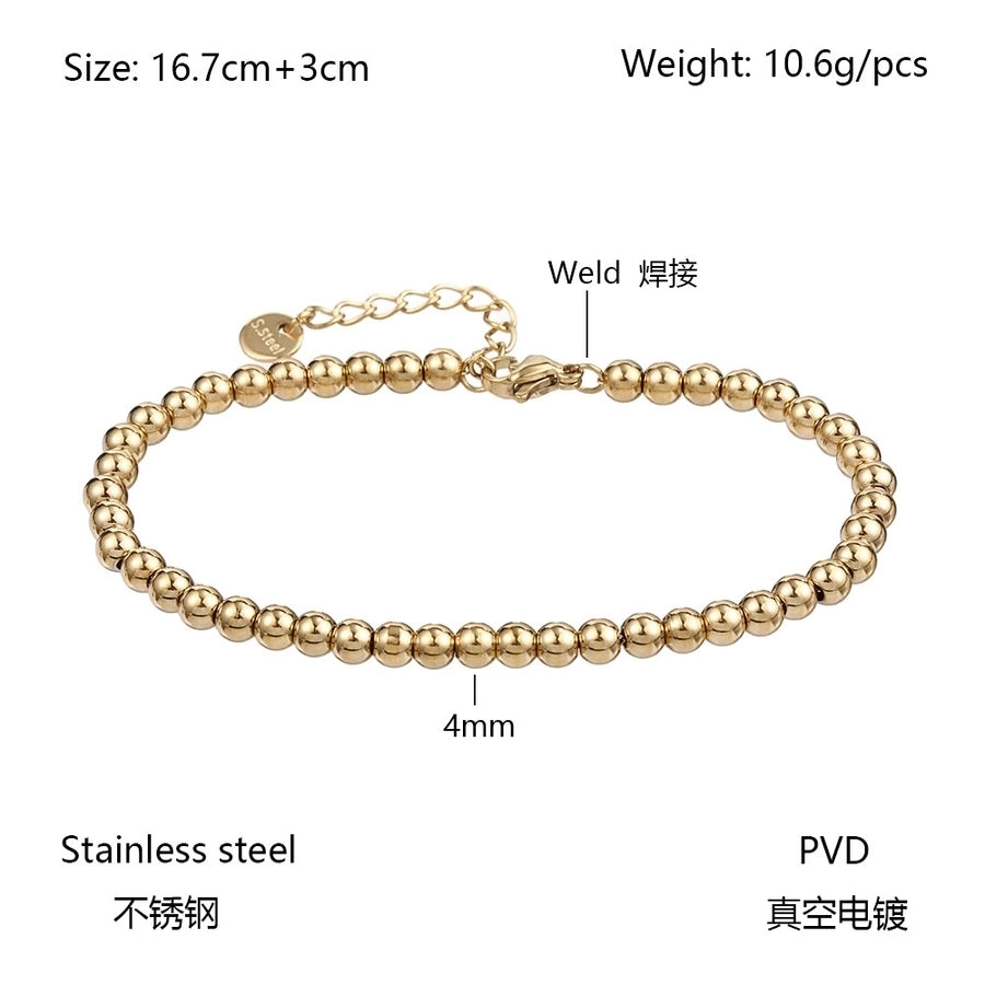 Elastic Beaded Bracelet [304 Stainless Steel, 18K Gold Plated]