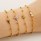 Bead Zircon Bracelets [304 Stainless Steel, 18K Gold Plated]