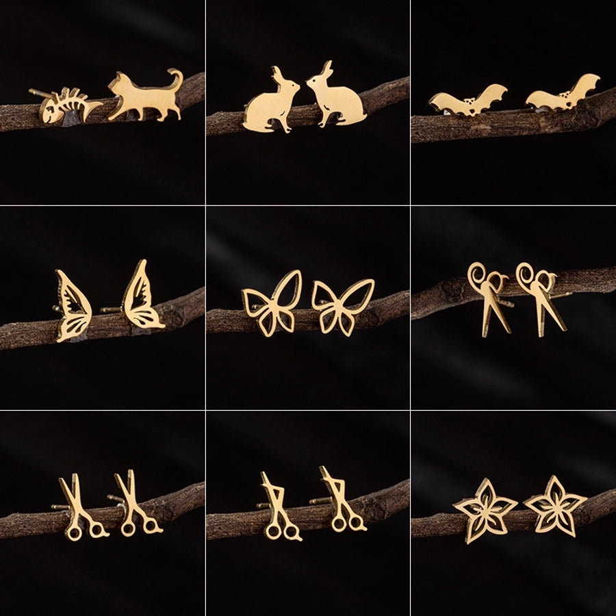 Animal Stud Earrings [304 Stainless Steel,18K Gold Plated]