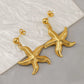 Pendientes de caída de estrella marina de estilo marino [304 acero inoxidable, 18k dorado chapado]