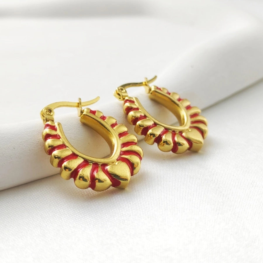 Striped Earrings [304 Stainless Steel]