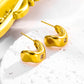 C Shape Zircon Earrings [304 Stainless Steel,18K Gold Plated]