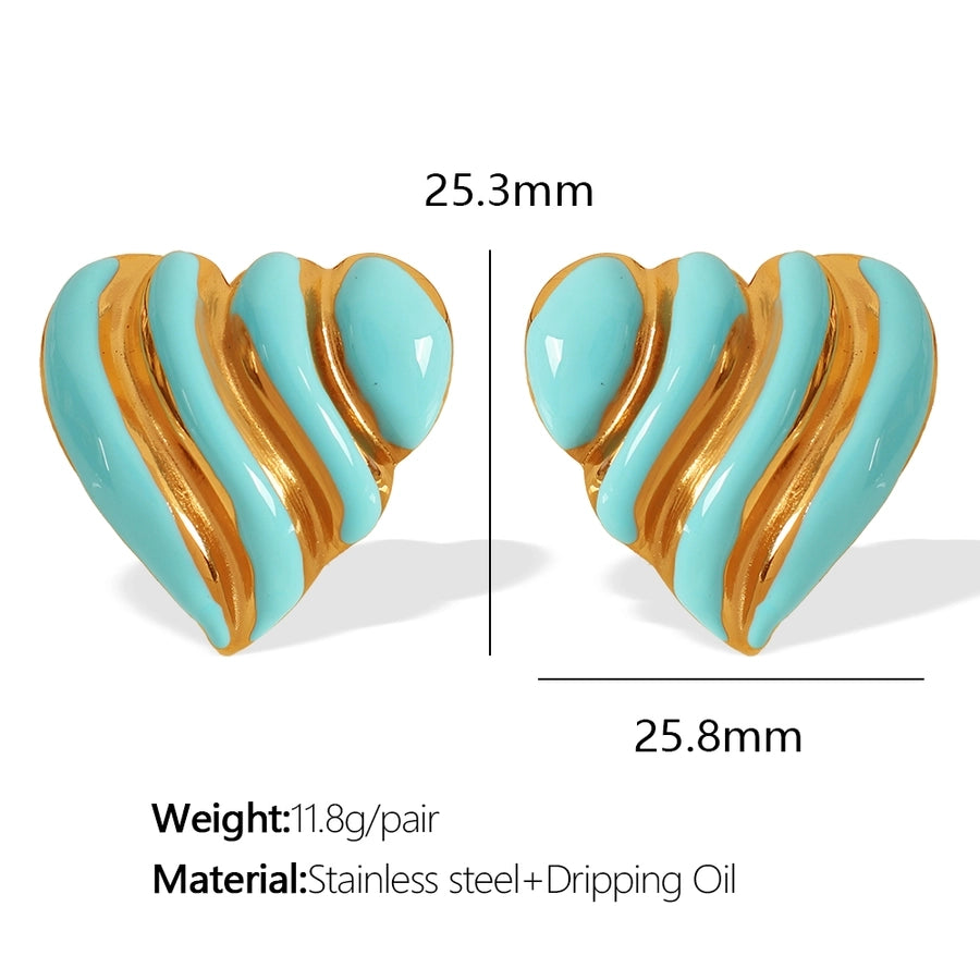 Εποξειδικά σκουλαρίκια από σμάλτο σε σχήμα καρδιάς [304 ανοξείδωτο ατσάλι, επιχρυσωμένο 18 καρατίων]