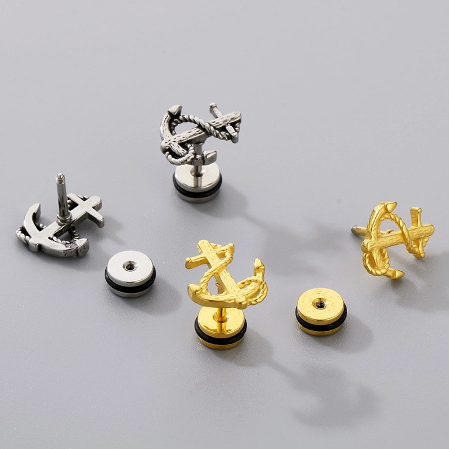 Anchor Ear Studs [304 Stainless Steel 18K Gold Plated]