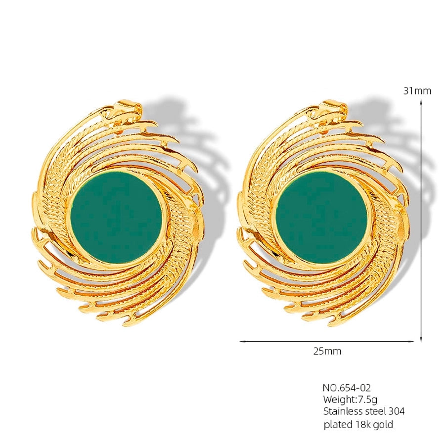 Colored Enamel Earrings [304 Stainless Steel,18K Gold Plated]