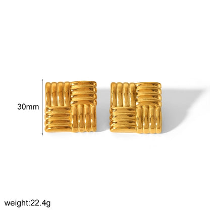 Square Earrings [304 Stainless Steel,18K Gold Plated]