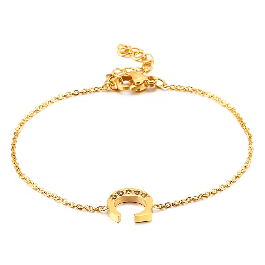 Letter Bracelets [304 Stainless Steel,18K Gold Plated]