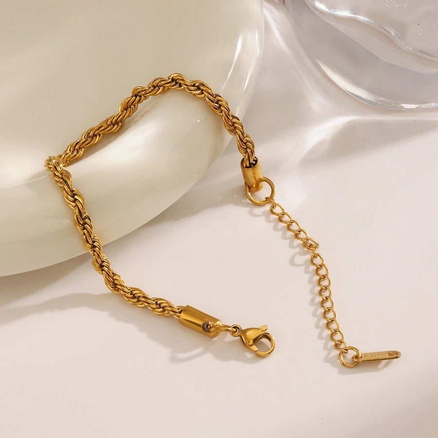 Twist Rope Chain Bracelets [304 Stainless Steel,18K Gold Plated]