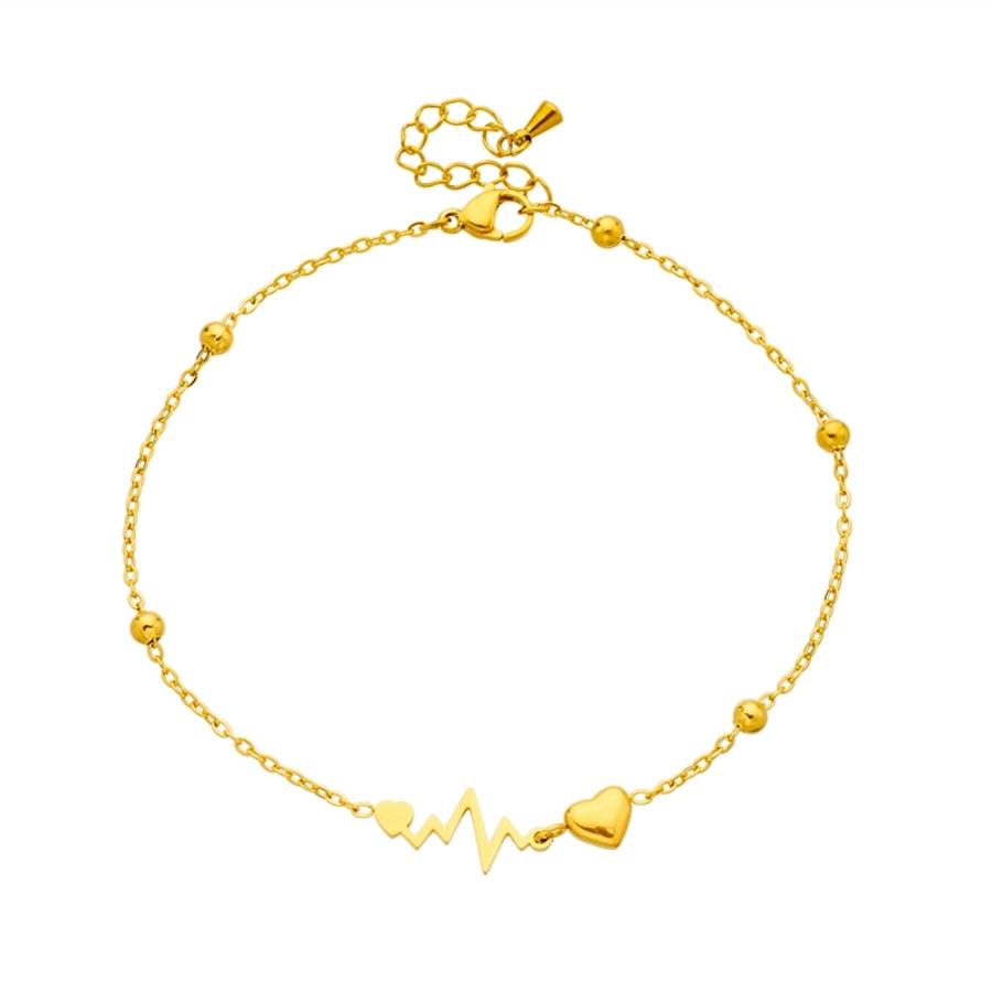 Electrocardiogram Anklet [304 Stainless Steel, 18K Gold Plated]