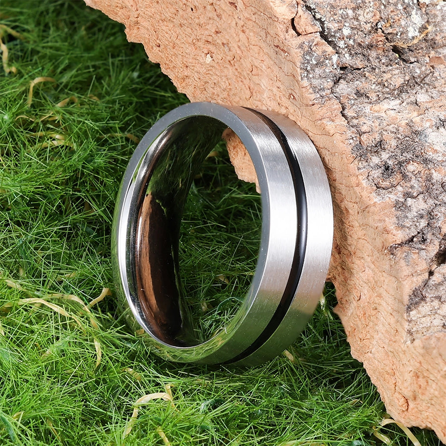 Simple Style Solid Color Stripe Ring [304 Stainless Steel]