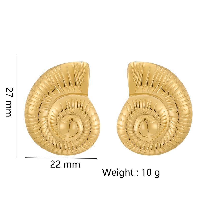 Snail-Shaped Ear Studs [316 Stainless Steel,18K Gold Plated]