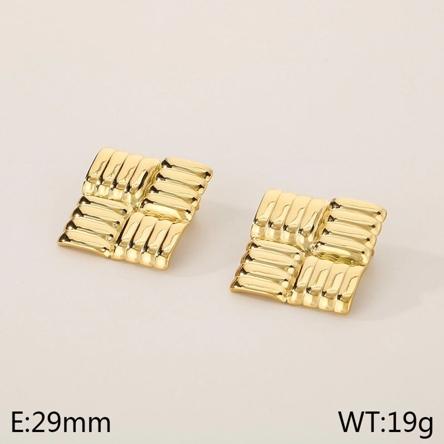 Big Square Earrings [304 Stainless Steel, 18K Gold Plated]