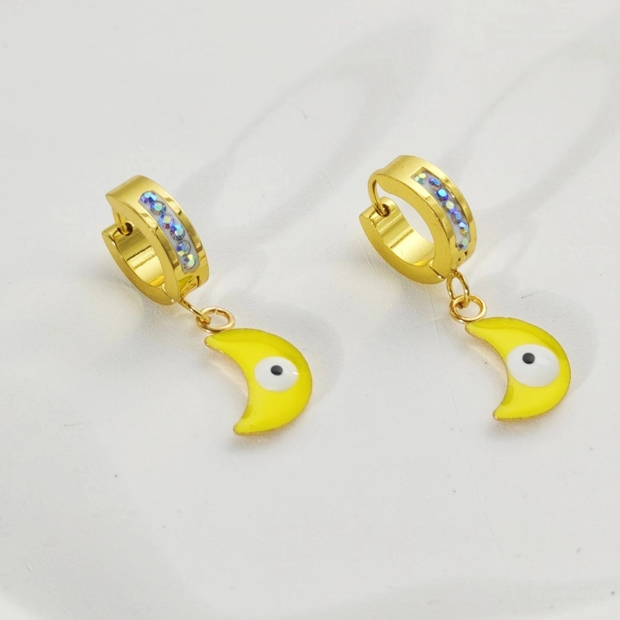 Star Moon Eye Earrings [304 Stainless Steel,18K Gold Plated]