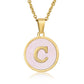 Round Letter Necklace [304 Stainless Steel,18K Gold Plated]