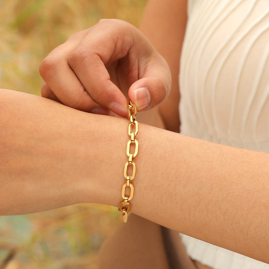 Cable Chain Bracelet/Necklace [304 Stainless Steel,18K Gold Plated]