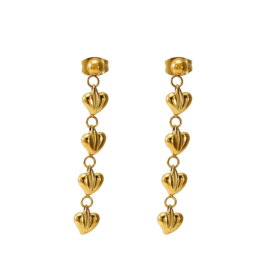 Multiple Heart Shape Drop Earrings [304 Stainless Steel,18K Gold Plated]