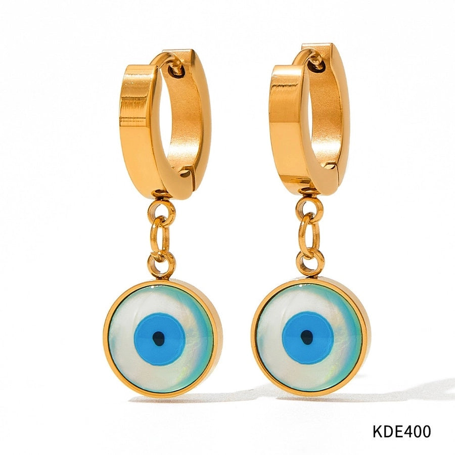 Blue Eye Drop Earrings [304 Stainless Steel,16K Gold Plated]