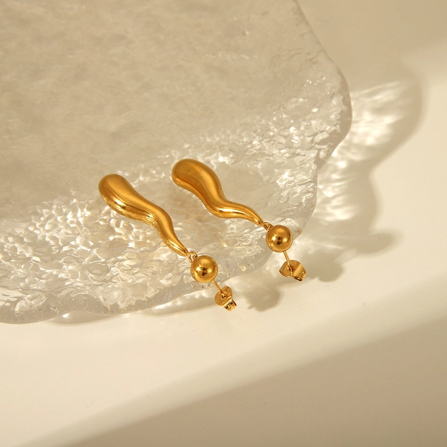 Japanese  Irregular Polishing Earrings [304 Stainless Steel,18K Gold Plated]