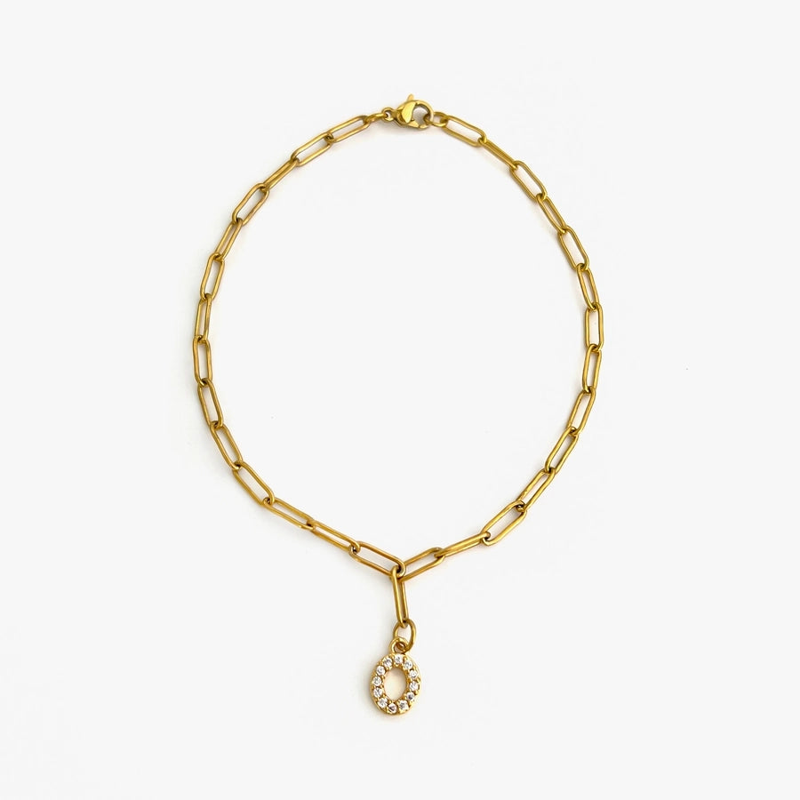 Letter Link Chain Anklet [316L Stainless Steel, 18K Gold Plated]