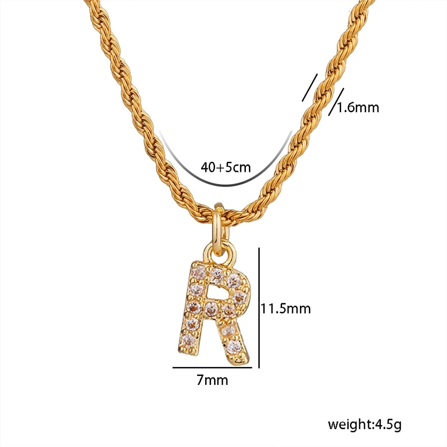 Shiny Letter Pendant Necklace [304 Stainless Steel]