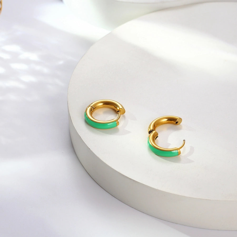 Color Block Epoxy Earrings [304 Stainless Steel,18K Gold Plated]