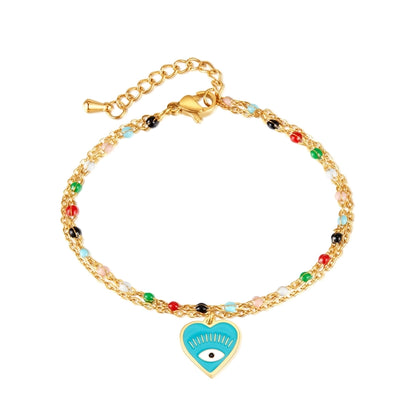 French Style Devil'S Eye Heart Shape  Bracelet [304 Stainless Steel]