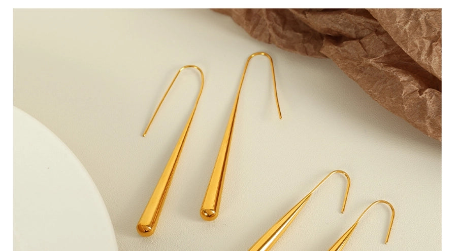 Water Droplets Gourd Hook Earrings [304 Stainless Steel,18K Gold Plated]