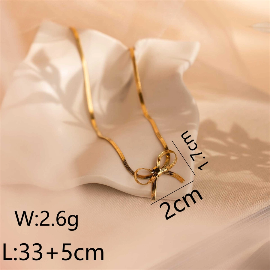 Bow Knot Bracelets/Earrings/Necklace  [304 Stainless Steel,18K Gold Plated]