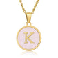 Round Letter Necklace [304 Stainless Steel,18K Gold Plated]