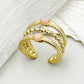 Layered Plating Stripe Turquoise Open Ring [304 Stainless Steel 14K Gold Plated]