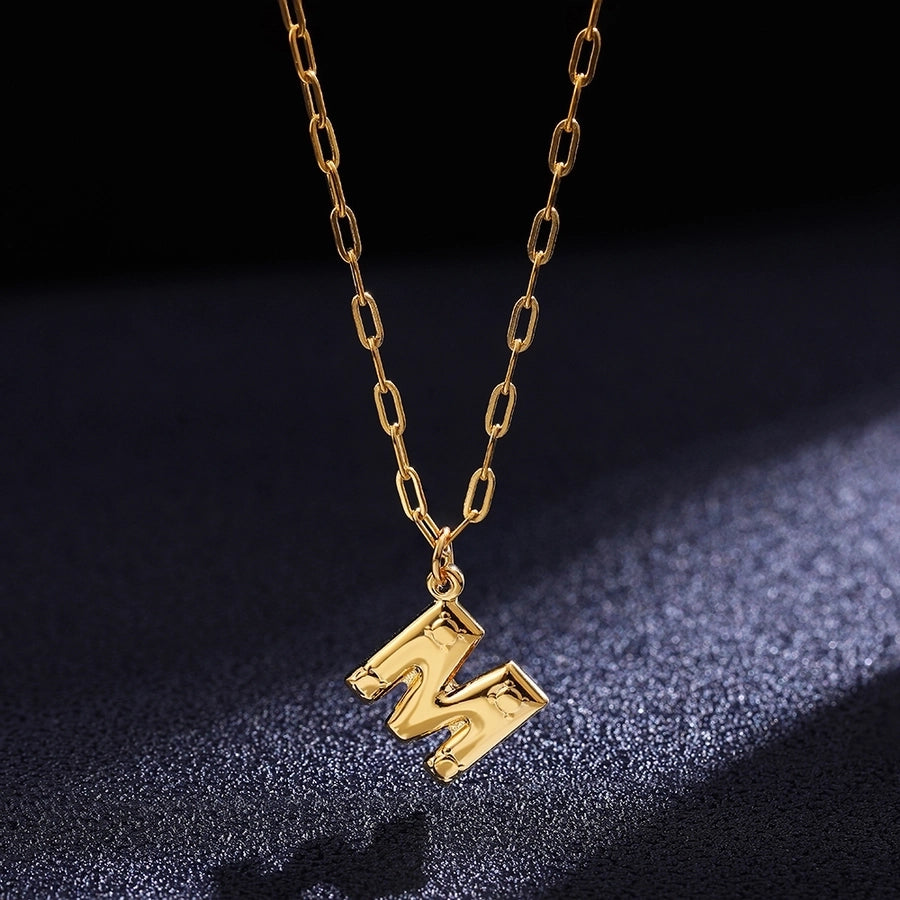 Jewelry Preppy Style Solid Color Shiny Letter 304 Stainless Steel Pendant Necklace