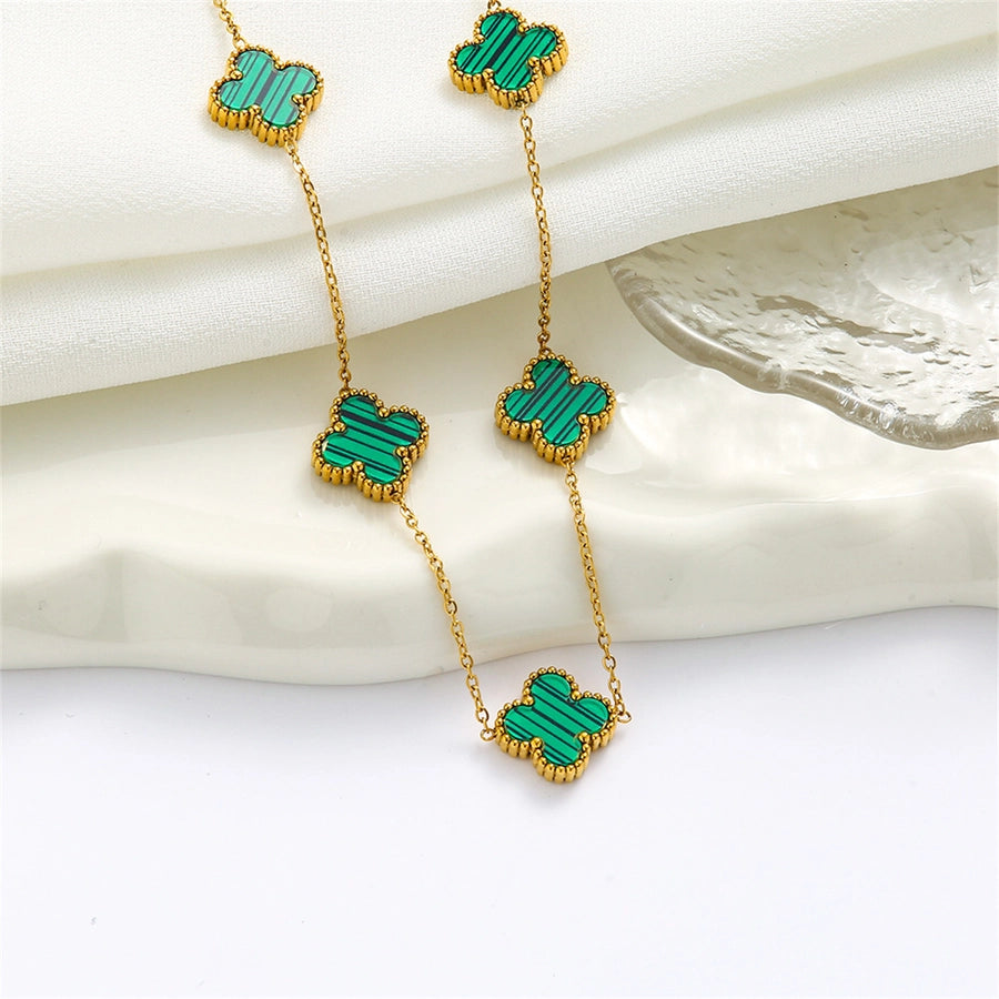 Four Leaf Clover Necklace [304 Stainless Steel,18K Gold Plated]