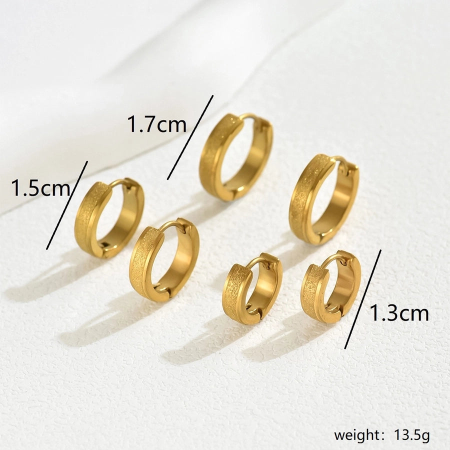 Three Pairs Hoop Earrings Set [201 Stainless Steel, 18K Gold Plated]