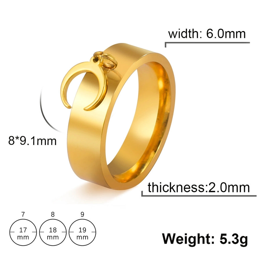 Moon Ring [304 Stainless Steel, 18K Gold Plated]