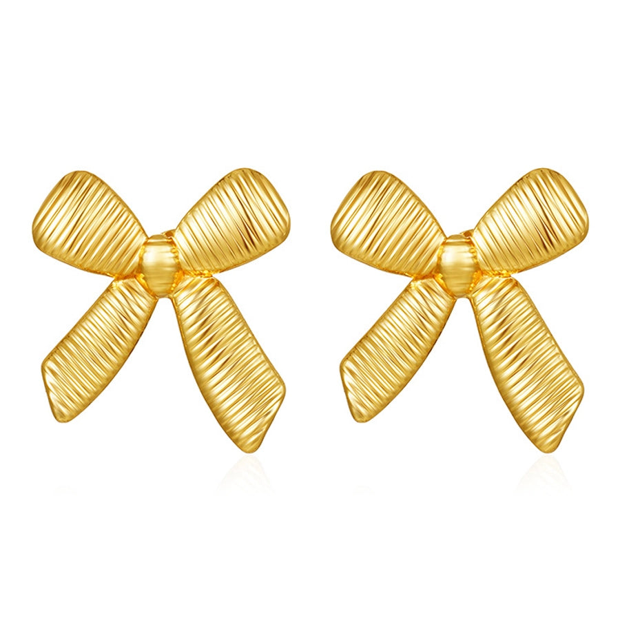 Bow Knot Ear Studs [304 Stainless Steel,18K Gold Plated]