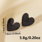 Heart Shape Black White Earrings [304 Stainless Steel]